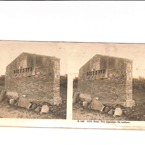 📷 Vista estereoscópica “Roma, Vía Apia – Monumento funerario romano (Voie Appienne, un tombeau)”
