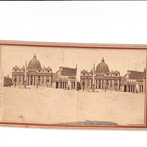 📷 Vista estereoscópica “Roma – Basílica de San Pedro y Piazza San Pietro (Edmond Behles)”