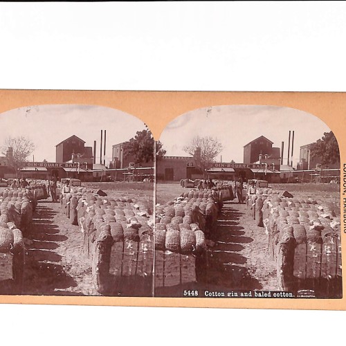 📷 Vista estereoscópica —Cotton gin and baled cotton (EE.UU.)