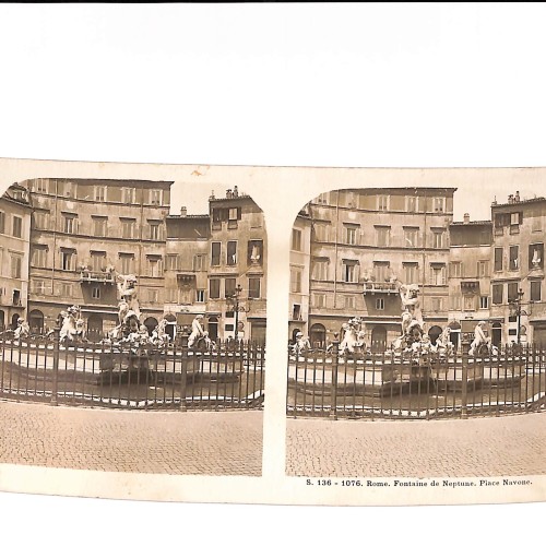 📷 Vista estereoscópica Roma – Fontaine de Neptune, Place Navone (Piazza Navona)