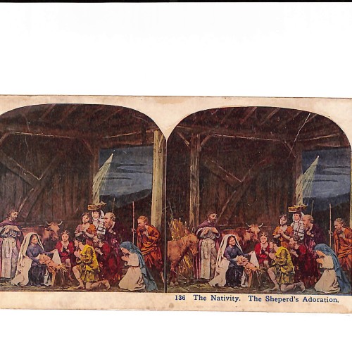 📷 Vista estereoscópica “The Nativity – The Shepherd’s Adoration” (nº 136) – serie bíblica estereoscópica