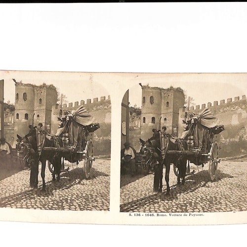 📷 Vista estereoscópica   “Roma – Carro campesino (Voiture de Paysans)” – Jules Richard