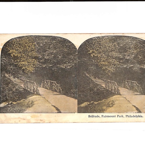 📷 Vista estereoscópica  “Solitude – Fairmount Park, Philadelphia (Puente rústico)”