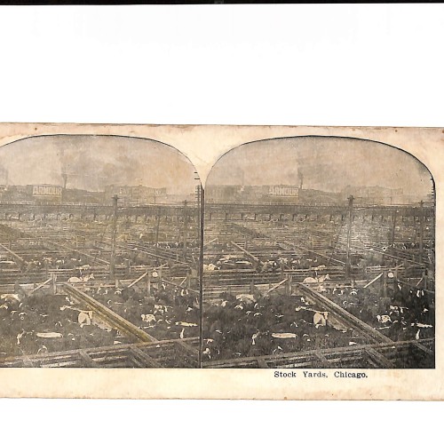 📷 Vista estereoscópica  “Stock Yards, Chicago – Corrales industriales”