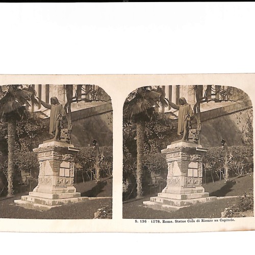 📷 Vista estereoscópica Rome – Statue Cola di Rienzo au Capitole (Vues d’Italie), ca. 1890-1910