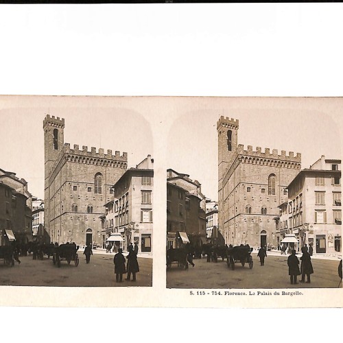 📷 Vista estereoscópica Florence – Palais du Bargello, série Vues d’Italie,