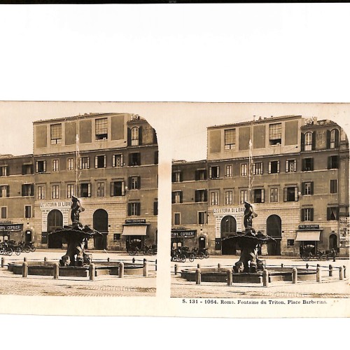 📷 Vista estereoscópica Roma – Fontaine du Triton, Place Barberini (serie Vues d’Italie