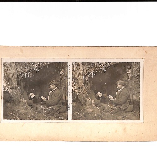 📷 Vista estereoscópica “Le manié dans la tranchée” – escena de trinchera (ca. 1914-1918)
