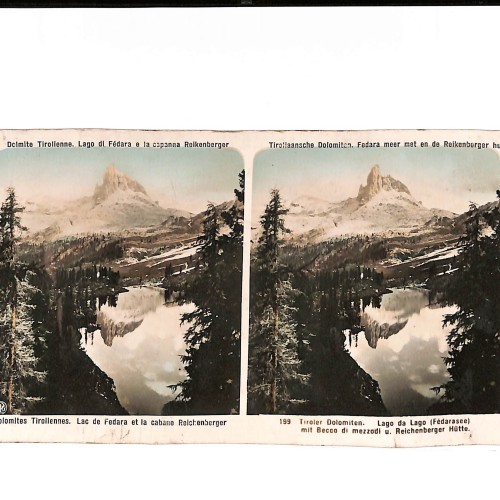 📷 Vista estereoscópica “Dolomites Tiroliennes – Lago di Fédara / Reichenberger Hütte”