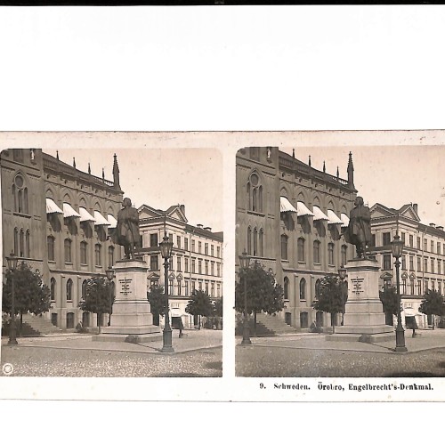 📷 Vista estereoscópica “Schweden – Örebro, Engelbrechts-Denkmal” (