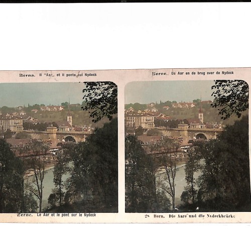 📷 Vista estereoscópica  “Berna – río Aar y puente de Nydegg”