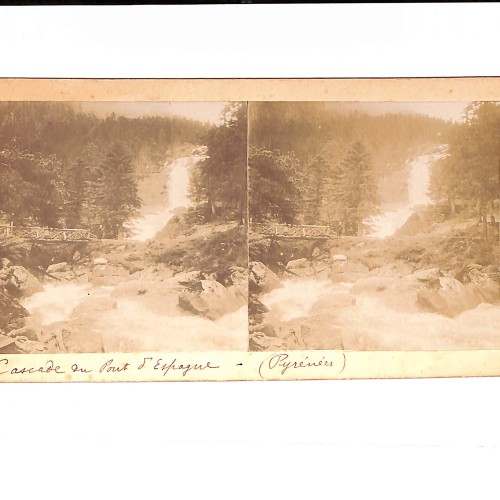 Vista estereoscópica  Cascade du Pont d'Espagne - (Pyrénées) (Cascada del Puente de España - Pirineos).