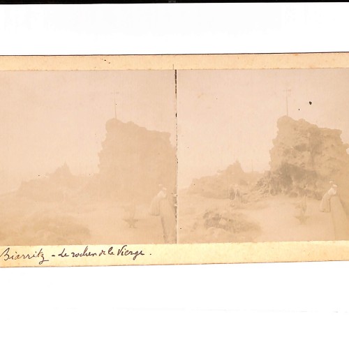Vista estereoscópica "Biarritz - Le rocher de la Vierge" (Biarritz - La roca de la Virgen).