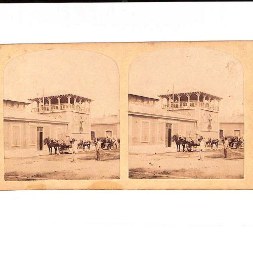 Vista estereoscópica "BERTHIOT - OPTICIEN - Quai des Célestins, 8 - LYON".