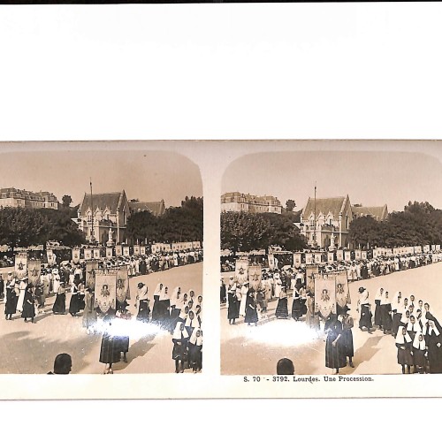 📷 Vista estereoscópica Lourdes – Une Procession