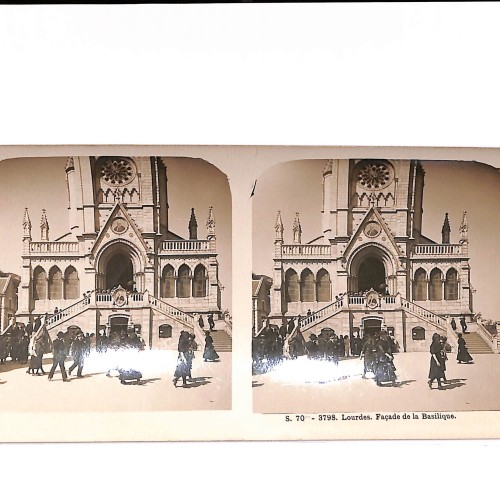 📷 Vista estereoscópica Lourdes – Façade de la Basilique
