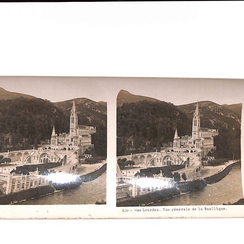 📷 Vista estereoscópica  Lourdes – Vue générale de la Basilique
