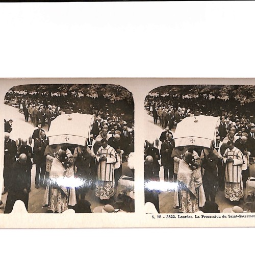 📷 Vista estereoscópica  Lourdes – La Procession du Saint-Sacrement
