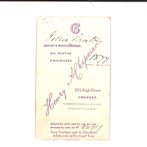 Carte  de visite  Estudio H. A. Chapman (Swansea)