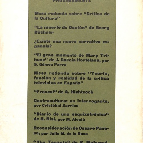 Revista Reseña – Revista de literatura, arte y espectáculos nº 61 (Enero 1973) – “Diálogo socrático con Adolfo Marsillach”