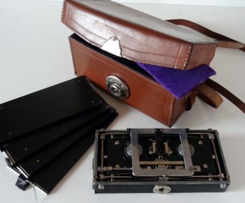 Caméra stéréo baudry Isographe avec étui et plaques