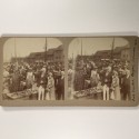 Vista estereo de cartón¨Mercado de pescado (Fisketorget) de Bergen, Noruega¨