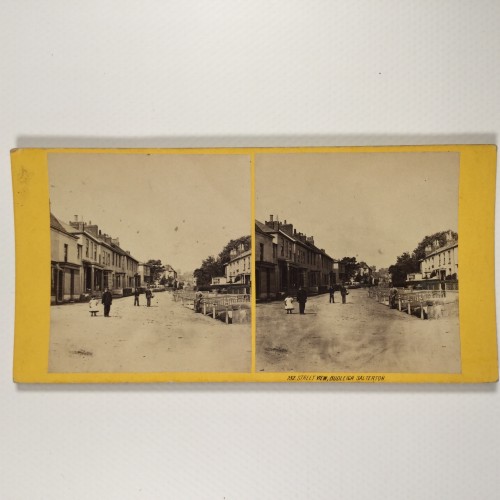 Vista estereo de cartón _ "Street View, Budleigh Salterton" (Inglaterra).