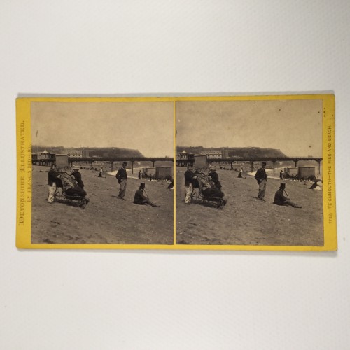 Vista estereo de cartón _ TEIGNMOUTH—THE PIER AND BEACH."