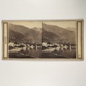 Vista estereo de cartón - ¨Montreux a orillas del lago Lemán (lago de Ginebra)¨