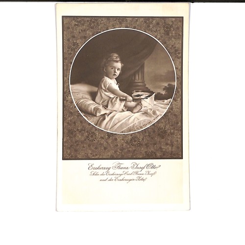 Retrato de estudio infantil del Archiduque Francisco José Otto (futuro Príncipe Heredero Otto de Habsburgo).