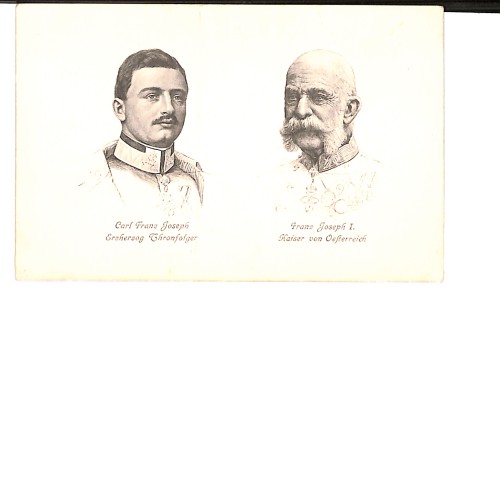 Retratos conmemorativos del Emperador Francisco José I de Austria y el Archiduque Carlos Francisco José.