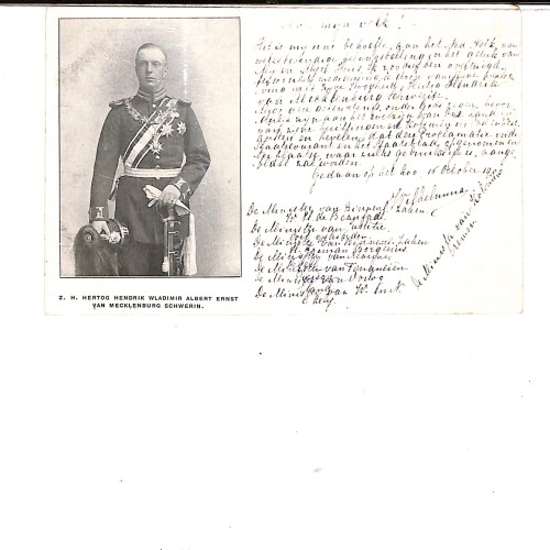 Tarjeta postal conmemorativa del compromiso de la Reina Guillermina de los Países Bajos y el Duque Enrique.