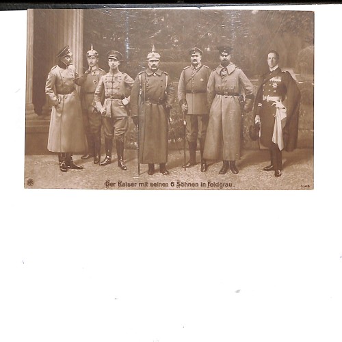 Retrato de grupo del Káiser Guillermo II junto a sus seis hijos varones.