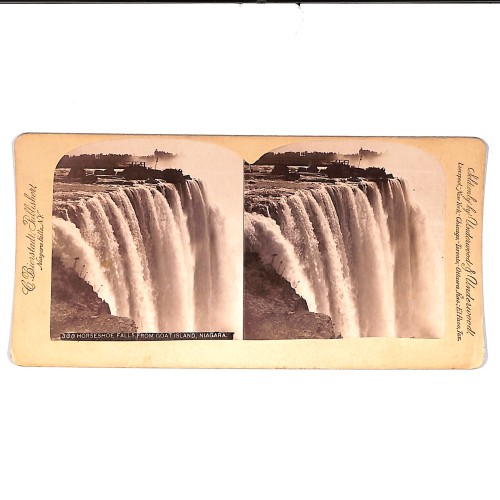 Vista estereo_ Vista de las cataratas Horseshoe desde la isla de la Cabra (Goat Island), Niágara.