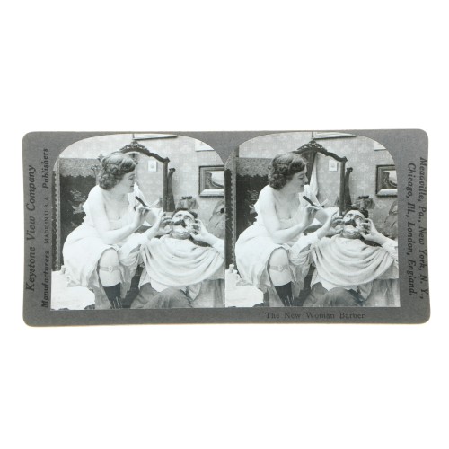 Vistas estereoscopica Keystone View Company - The new woman barber