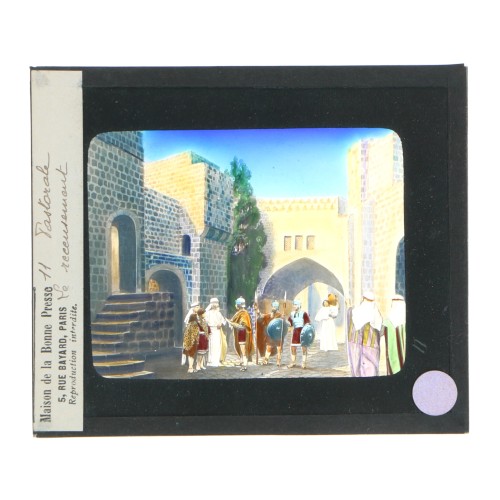 Placa de linterna mágica, Maison de la Bonne Presse, serie 'Pastorale', número 11, 'Le recensement' (El censo)