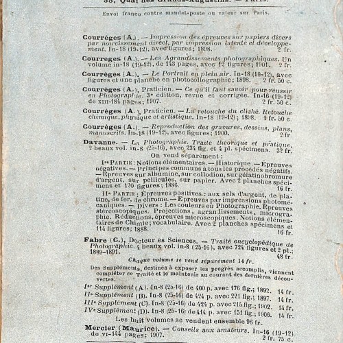 Traité Pratique des Agrandissements Photographiques (Première Partie: Obtention des petits clichés).