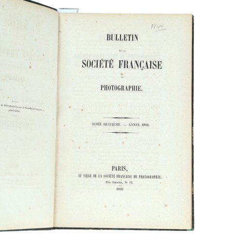 Tomo 8 - Bulletin de la Société Française de Photographie - 1862