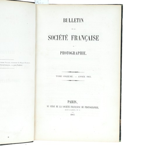 Tomo 11 - Bulletin de la Société Française de Photographie - 1865