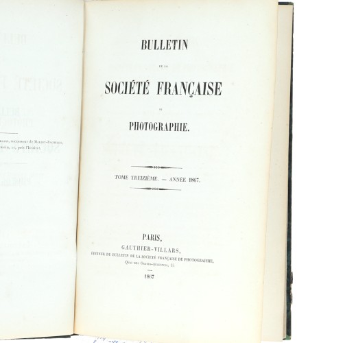 Tomo 13 - Bulletin de la Société Française de Photographie - 1867
