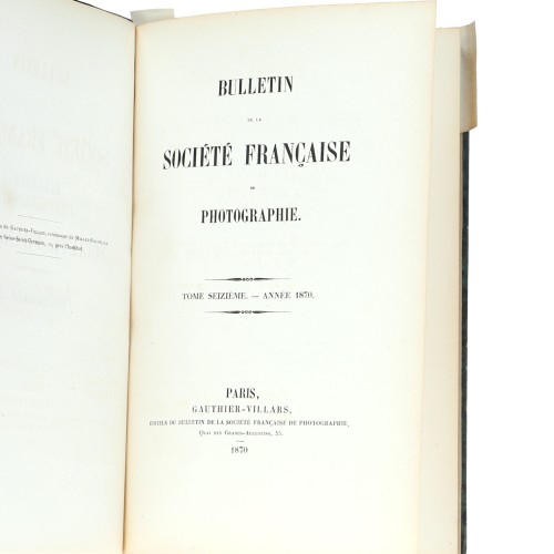 Tomo 16 - Bulletin de la Société Française de Photographie - 1870