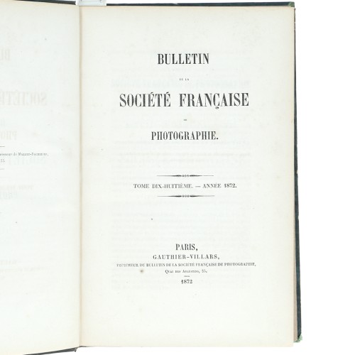 Tomo 18 - Bulletin de la Société Française de Photographie - 1872