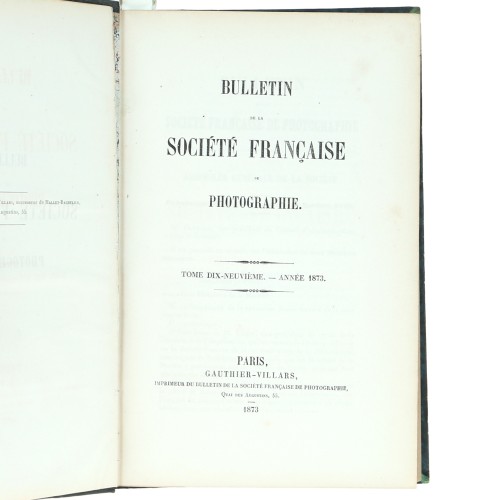 Tomo 19 - Bulletin de la Société Française de Photographie - 1873