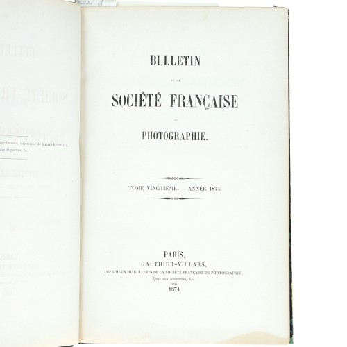 Tomo 20 - Bulletin de la Société Française de Photographie - 1874