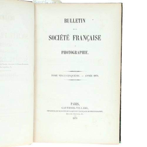 Tomo 25 - Bulletin de la Société Française de Photographie - 1879