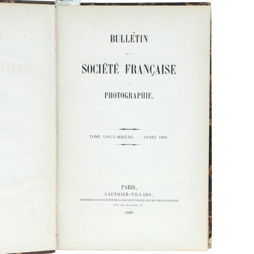 Tomo 26 - Bulletin de la Société Française de Photographie - 1880