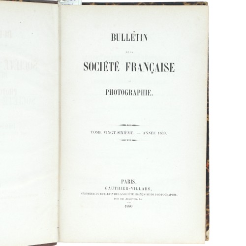 Tomo 27 - Bulletin de la Société Française de Photographie - 1881