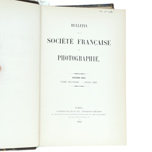Tomo - Bulletin de la Société Française de Photographie - 1893