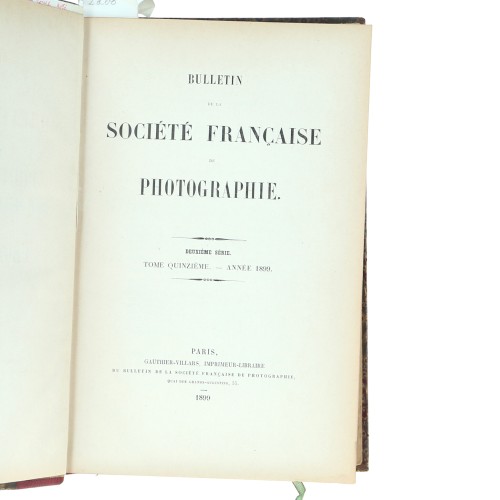 Tomo - Bulletin de la Société Française de Photographie - 1899