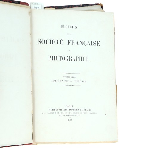 Tomo 16 - Bulletin de la Société Française de Photographie - 1900
